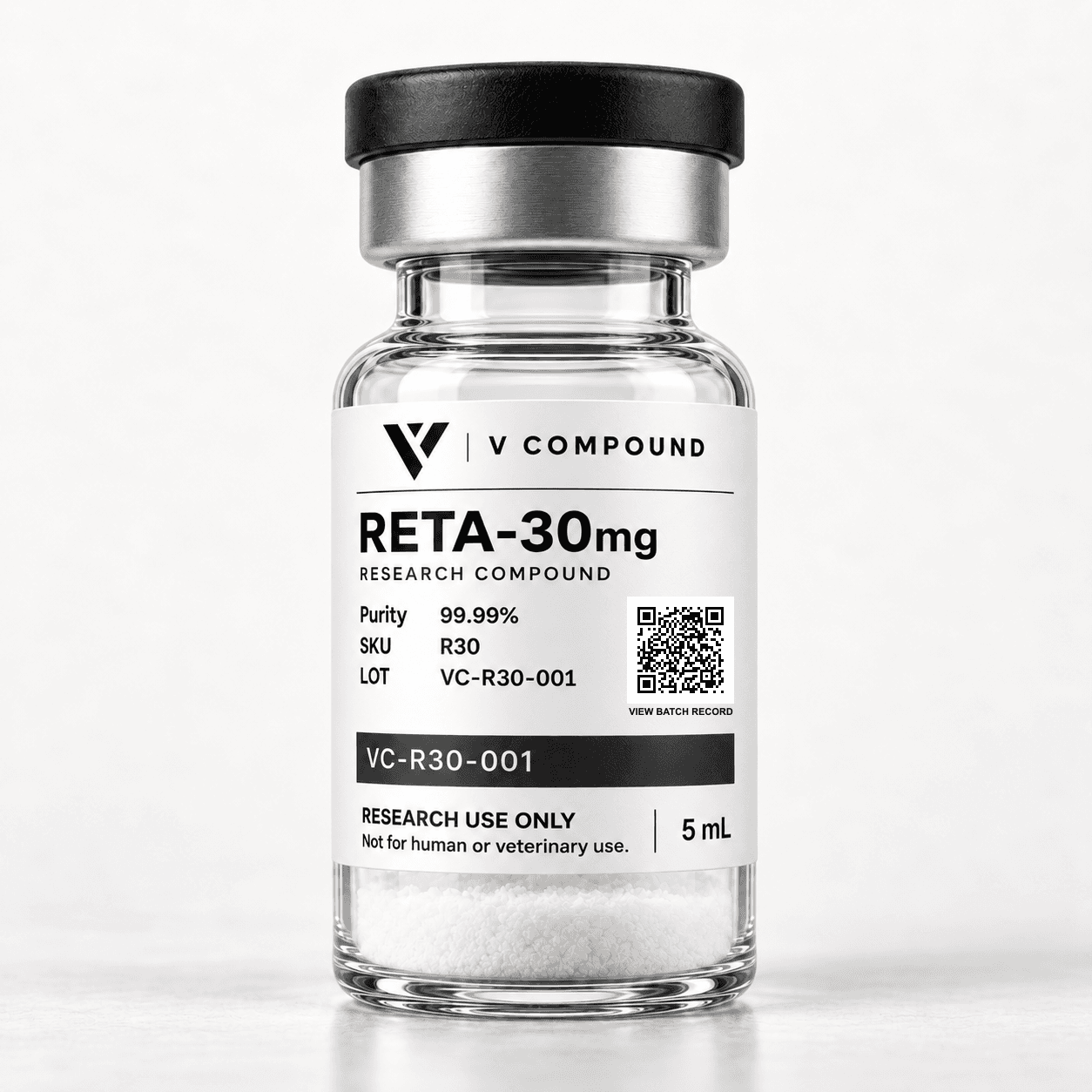 RETA30 V Compound supplied packaging mockup; corrected interim label design