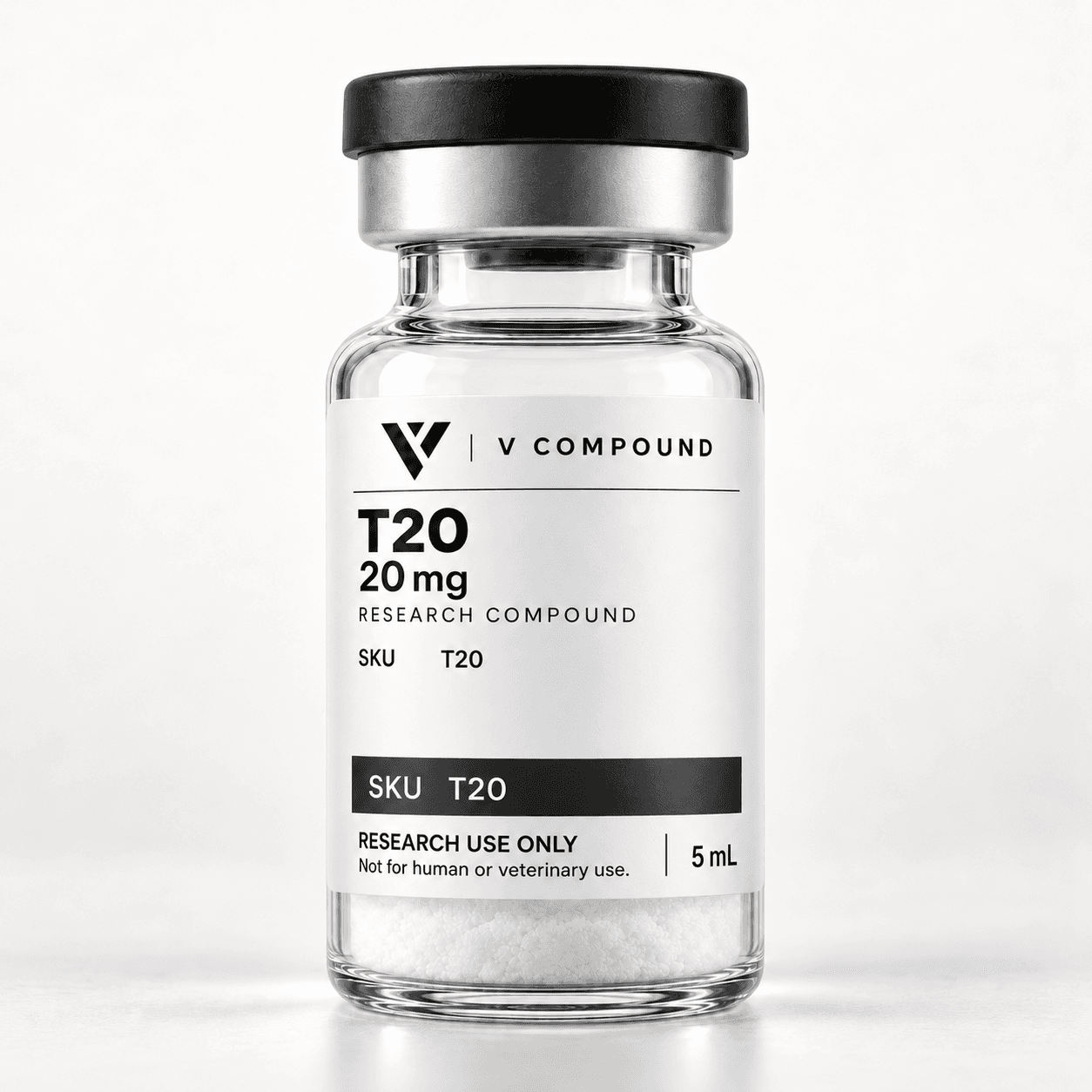 T20 V Compound supplied packaging mockup; corrected interim label design